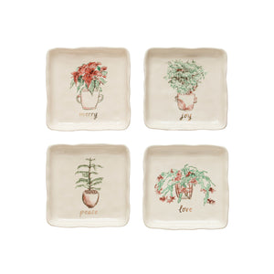 Stoneware Plate with Holiday Plant, 4 Styles-Jenny Parkhurst Designs