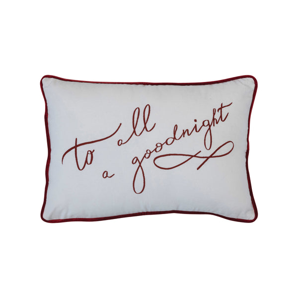“To All A Goodnight!” Lumbar Pillow with Embroidery-Jenny Parkhurst Designs