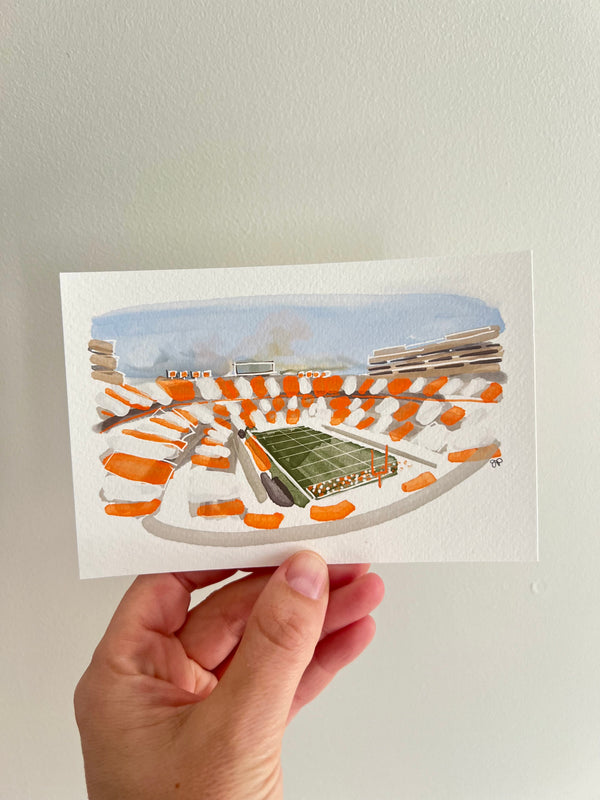 Orange and White Stadium Giclée Print 4”x 6”