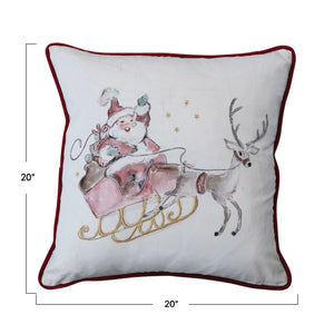 20"  Santa Square Pillow with Embroidery - Design by Jenny Parkhurst