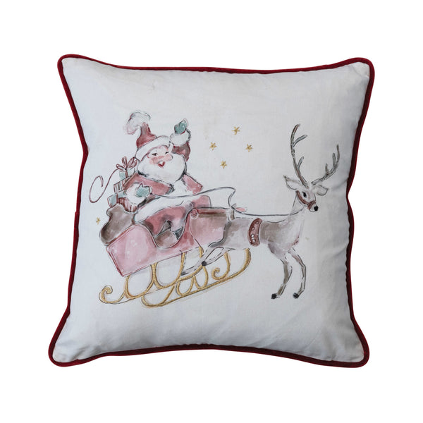 20"  Santa Square Pillow with Embroidery - Design by Jenny Parkhurst